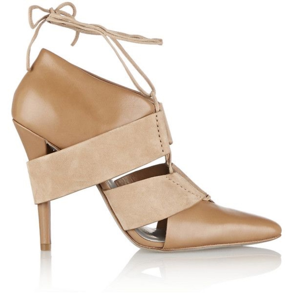 Alexander Wang Mila Lace Up Heeled Booties In Tan